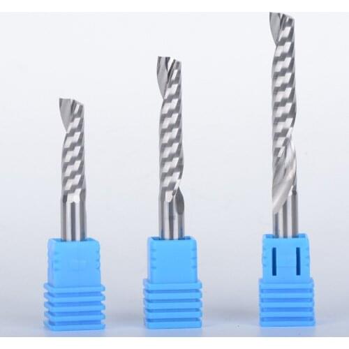 50Pcs 2A 6mm one Flute Spiral Cutter router bit CNC end mill For MDF carbide milling cutter tugster steel router bits for wood