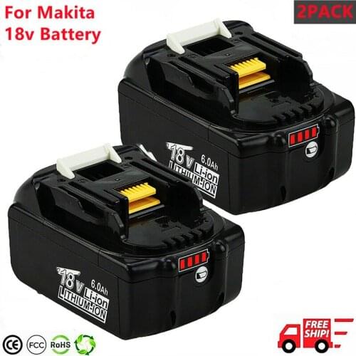2 Pack BL1860 18V 6000mAh Rechargealbe Battery for Makita 18V BL1830B BL1860B BL1840B BL1815 LXT 400 18650 Makita 18v Battery