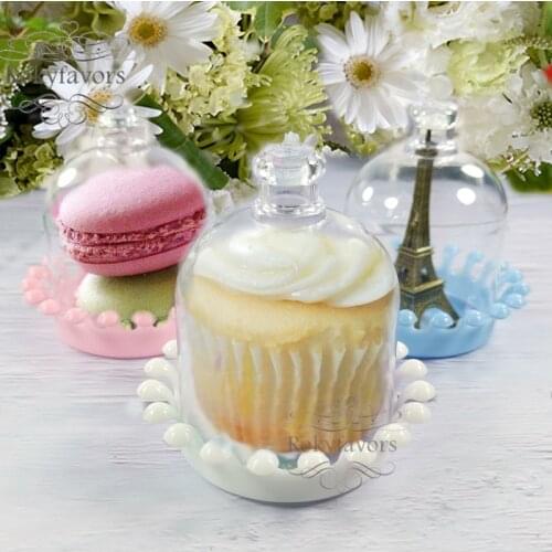 12PCS Acrylic Mini Cake Bell Jar with Base Favors Holder Birthday Party Decors Supplies Baby Shower Ideas Dessert Holder