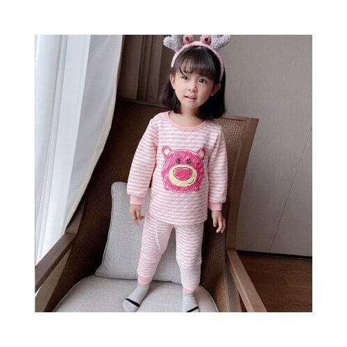 2020 Childrens warm underwear set Plush thickened boys' and girls' autumn kids clothes and trousers