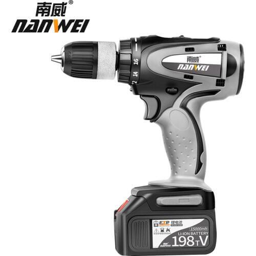 Double Speed Cordless Rechargeable Electric Drill Lithium Battery Powered Electric Hand Drill with 2pcs Battery