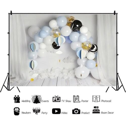 Beautiful White Curtain Balloon Background for Portrait Photography Birthday Party Photozone Photo Decors Backdrops Studio