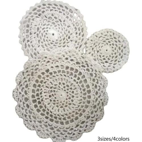 HOT Round Lace cotton table place mat Handmade pad Cloth crochet wedding placemat cup mug tea coffee dish coaster doily kitchen