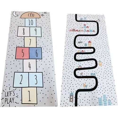 Nordic Baby Hopscotch Game Mat Kids Activity Play Gym Mats Children Infant Adventure Road Rugs Crawling Carpet for Children Room