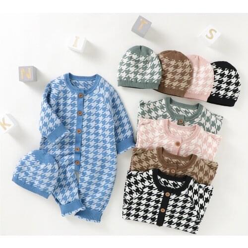 2pcs Newborn Baby Girl Boy Romper +Hat Winter Baby Clothes Cotton Knitted Sweater Jumpsuit Outfit Baby Clothing 6 12 18 24 Month