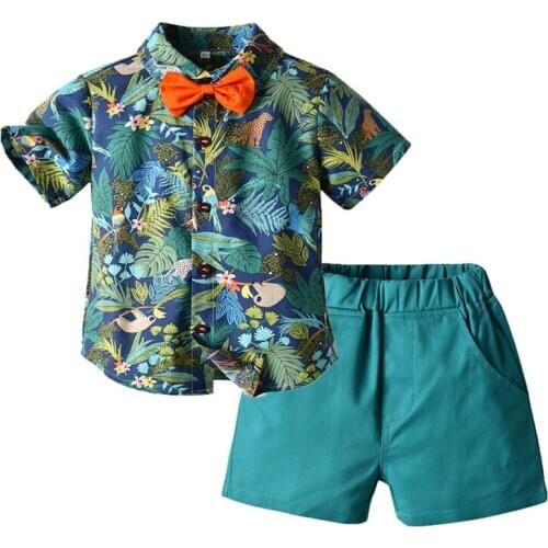 Infant Summer Boy Clothing Set Fashion T-Shirt+Pants Newborn Baby Boy Sets Gentleman Hoilday Bathing Boy Kids Clothing Suit