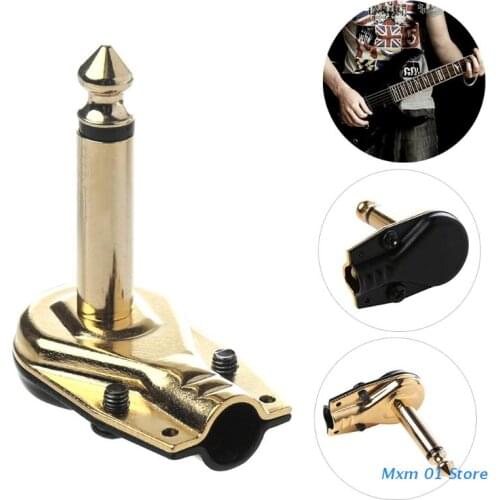 1/4" 6.35mm Mono Jack Right Angle Plug Flat Male Guitar Effects Pedal Connector
