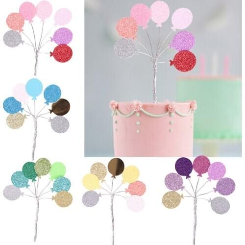 Creative Glitter Little Balloon Iron Cake Topper Cupcake Cake Decoration Baby Shower Kids Birthday Party Wedding Decor Supplies