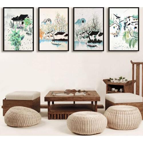 Paint by number art painting by numbers Hand-paintedChinese style Wu Guanzhong ink painting home corridor decorative painting