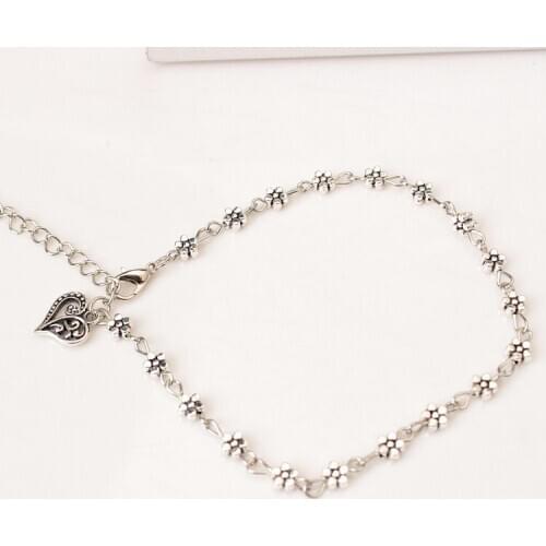 2018 New Fashion Exquisite Ankle Chain Tibetan Silver Hollow Mahogany Heart Woman Plum Blossom Ankle Cheap Marketing