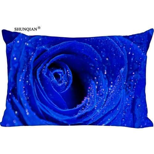 New Blue Rose Pillow Case Custom Wedding Pillowcase Cover Cases Gift Zippered Rectangle Pillow Case
