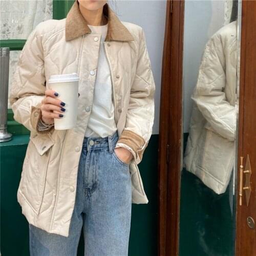 New Winter Best-selling Womens Down Jacket Fashion Loose and Thin Lapel Jacket Women Outdoor Leisure Mid-length Cotton Jacket