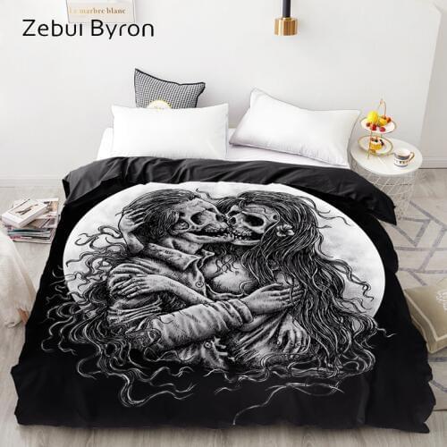 3D HD Print Custom Duvet Cover,Comforter/Quilt/Blanket case Queen/King,Bedding 135/220/240/200x200,Two sekeleton kissing