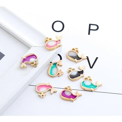 20 BULK Glitter Whale Charm Animal Lover Gift Miniature Figurine Whale Pendants for Jewelry Finding Enamel Charm Whale JK36SCX