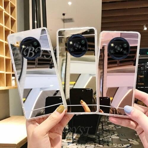 For Xiaomi POCO X3 Pro Fashion Mirror Silicone Cases For Xiaomi POCO X3 NFC Soft TPU Shockproof Back Cover Bling Plating Fundas