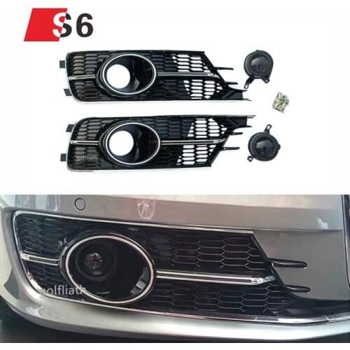 RS6 Front Bumper Lower Fog Light ACC Grille side grill Radar Sensor Decoration Shell Set for AUDI A6 2016-2018 C7.5 standard