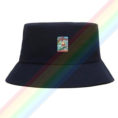 Christmas Beach Surfing Party Vintage Shaka Flat Top Breathable Bucket Hats Unisex Summer Printing Fishermans Hat