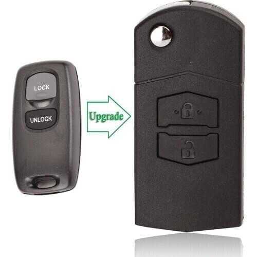 Bilchave Modified 2 Buttons Flip Folding Remote Car Key Shell Fob For Mazda 3 5 6 MPV Protege Cx-5 With Uncut Blade