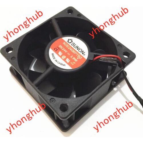 SUNON KDE2406PTB2 DC 24V 1.9W 2-wire 60x60x25mm Server Cooling Fan