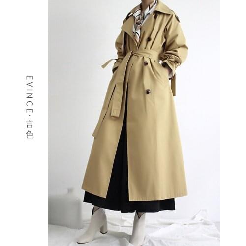 Windbreaker womens middle and long British style 2021 spring and autumn new pure cotton temperament goddess fan Khaki coat