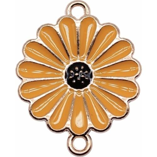 WYSIWYG 10pcs 23x18mm KC Gold Color Enamel Flower Connector Charms For Jewelry Making DIY Jewelry Findings