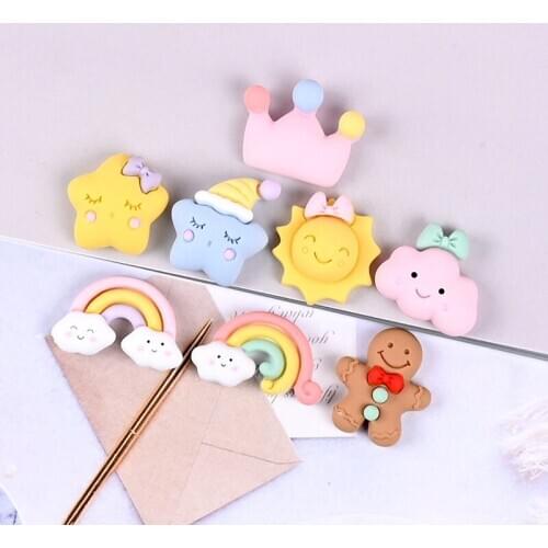 10pcs/lot Resin Rainbow Cartoon Resin flatback Charm For DIY Hair Bow Scrapbooking Decoration