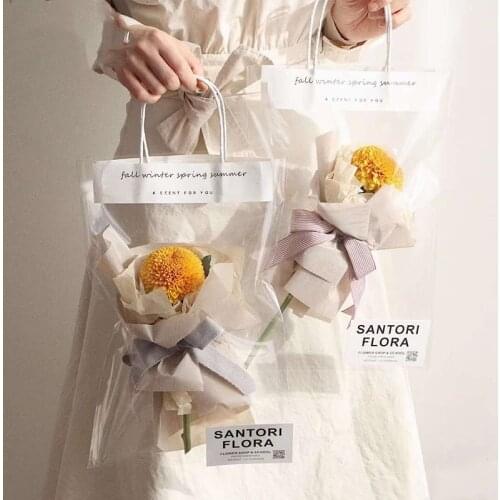 10PC Rose Plastic Package Transparent Flower Bouquet Wrapping Paper Plastic Opp Bag Floral Packaging Bags Party Decor