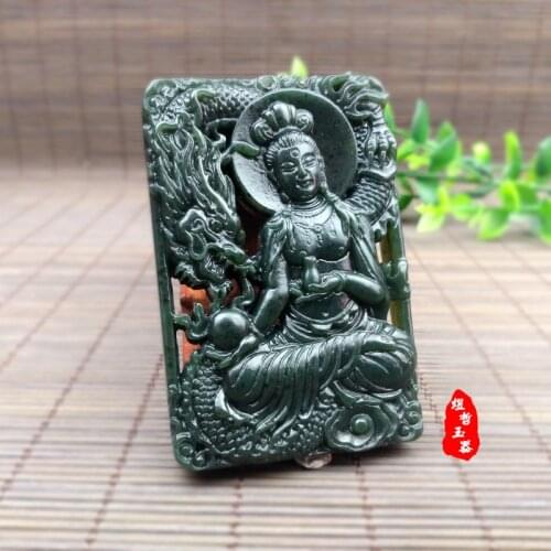100% natural hetian green jade pendant guanyin pendant jade necklace brand men women real jade jewelry jadeite jade