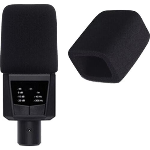 2PCS Microphone Square Sponge Cover Windshield Mic Cap for Lewitt LCT 240 249 449 450 Black Thick Microphone Cover Removable