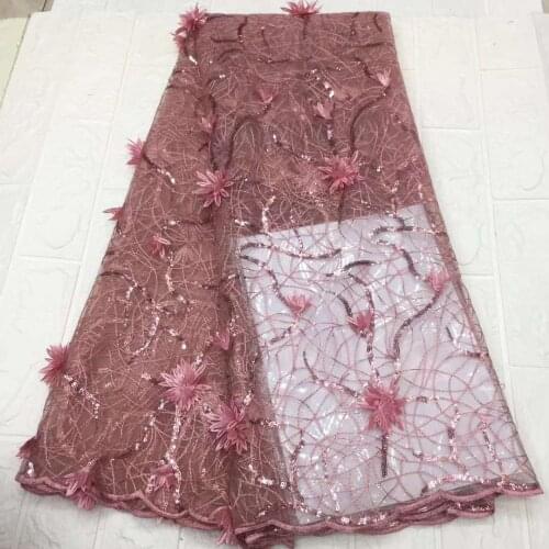 2021 latest 3D flower African mesh lace fabric with shiny sequins classic Nigeria French mesh lace fabric FJ4314