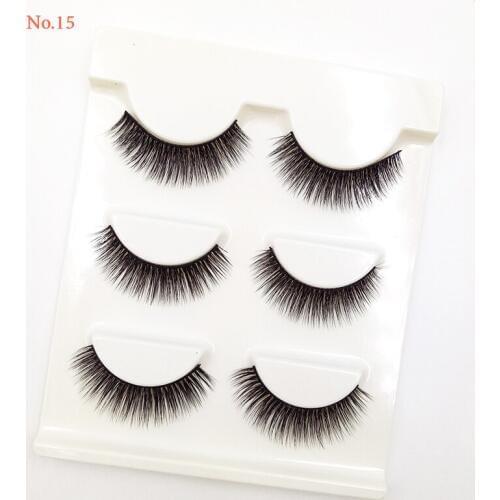 3 Pair 3D Natural False Eyelashes Handmade Long Fake Lashes Makeup Mink Long Soft Eyelashes Extension Eyelash