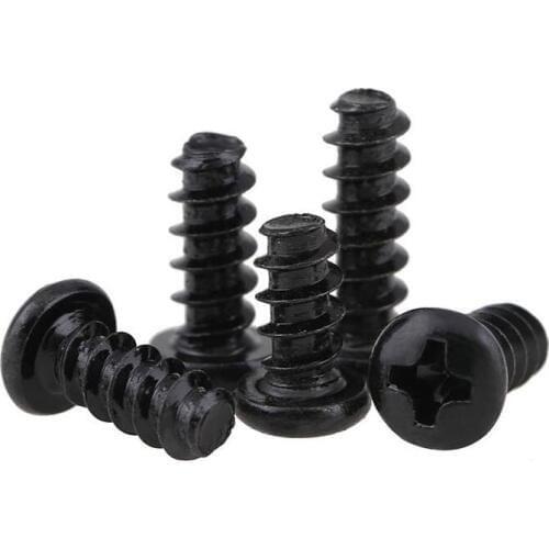 30pcs M3 Phillips round head flat tail mechanical screw cross furniture decorative screws black 4mm-10mm length