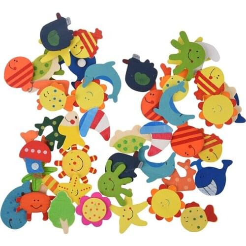 48pcs coloured wooden magnets drawing anime for children