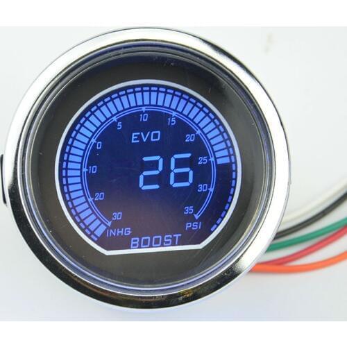 52mm Sunglasses surface White shell Silver Rim LCD Auto car turbine pressure Detect Boost gauge -30~35 PSI