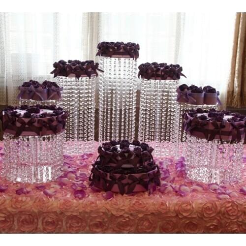 7pcs High Quality Wedding Cake Stand Crystal acrylic cake display shelf Event Party birthday Decoration Supplies