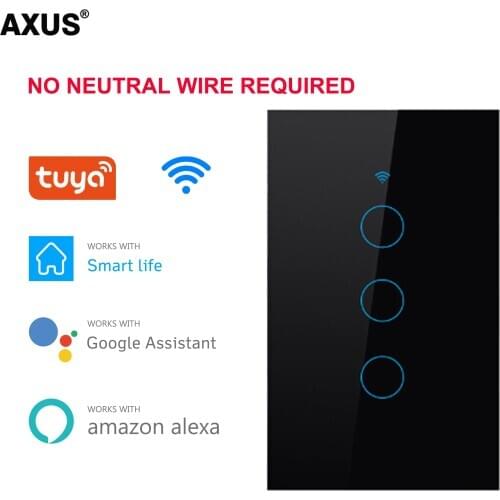 AXUS WIFI touch switch Smart Life Wireless Wall Light Voice Control Switch Remote with Alexa Google Home US standard 1\ 2\3 gang