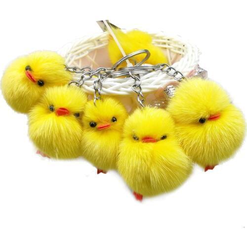 Dayoff Lovely Animal Duck Keychain Keyring For Women Girl Jewelry Cute Hairball Yellow Chick Key Holder Keyring Gift K90