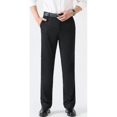 Thoshine Brand Suit Pants Men Comfortable Thin Spring And Summer Casual Trousers Man Cotton Black Grey Straight Long Pants