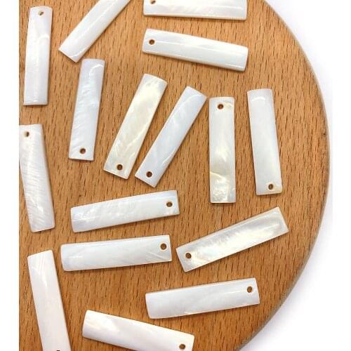 20pcs/pack Natural Freshwater Pearl Shell Loose Beads Rectangle Shape White Color 7x30mm DIY Making Necklace Bracelet Earrings