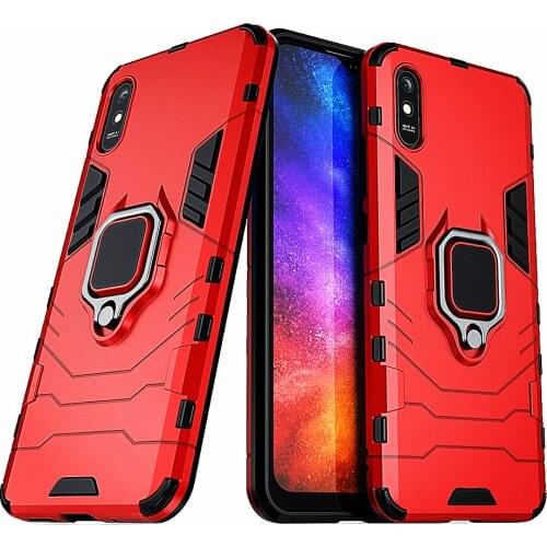 For Xiaomi Redmi 9A Case Ring Stand Bumper Silicone + PC Phone Back Cover for Xiomi Redmi 9A 9 A Redmi9A 6.53" Funda Capa Coque