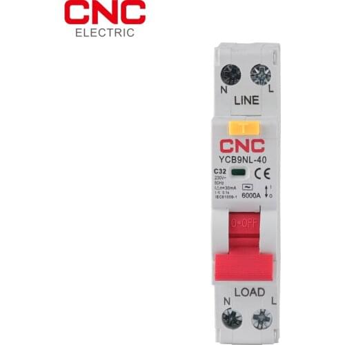 Free Shipping CNC 230V RCBO MCB 30mA Residual Current Circuit Breaker with Over Current Protection and short Leakage protection