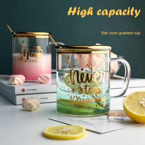High capacity colorful Glass Mug Transparent Mugs Milk Tea Coffee Juice Water Cup Home Office Drinkware Lovers Gifts 1PC