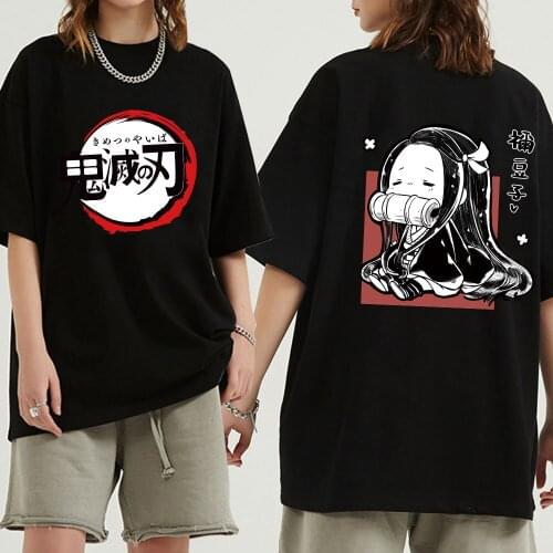Demon Slayer Harajuku Kawaii T Shirt Women Ullzang Nezuko Kamado Tshirt Funny Cartoon T-shirt Cute Anime Top Tee Female