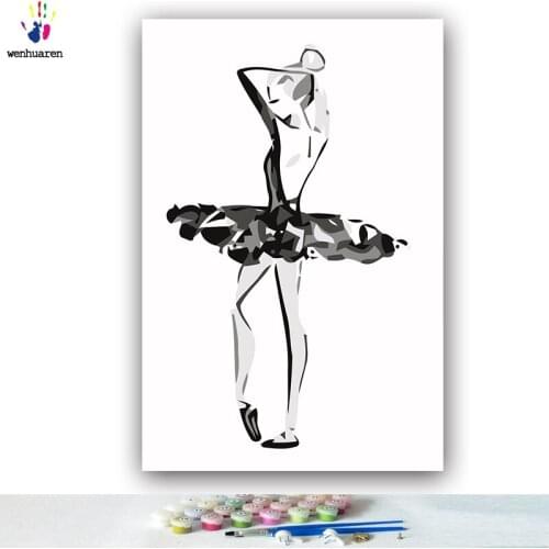 DIY colorings pictures by numbers with colors Ballerina girl illustration picture drawing painting by numbers framed Home
