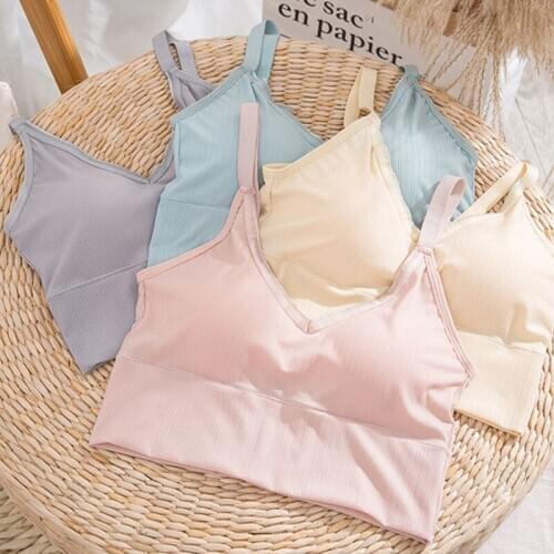 Women Crop Tops Tube Top Female Seamless Underwear Streetwear V-Back Sexy Lingerie Padded Bra Crop Top Sexy Bandeau Top