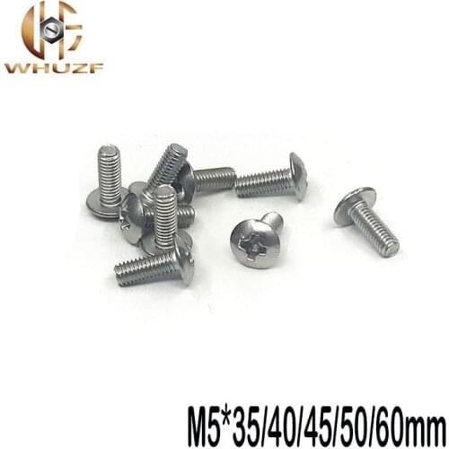 M5*35/40/45/50/60mm 304 Stainless Steel Cross Screws Round Head Plain End Self-tapping Screw Bolt Fasteners