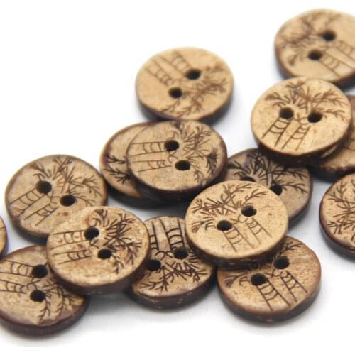 HENGC Small 13mm Coconut Leaf Brown Wood Buttons For Scrapbooking Children Garment Shirt DIY Decorative Accessories Wholesale