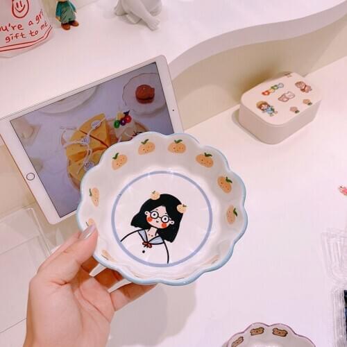 Lovely Hand Painted Girl Ceramic Bowl Fruit Salad Bowl Dessert Bowl One Person Food Exquisite Tableware