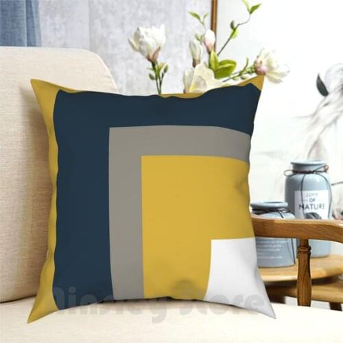 Half Frame Minimalist Geometric Pattern In Mustard Yellow , Navy Blue , Grey , And White Outdoor Hiking Backpack Riding