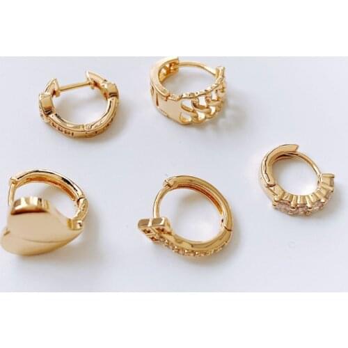 Trendy cute sweet inlaid zircon heart-shaped earrings temperament ladies party metal punk jewelry fashion earrings